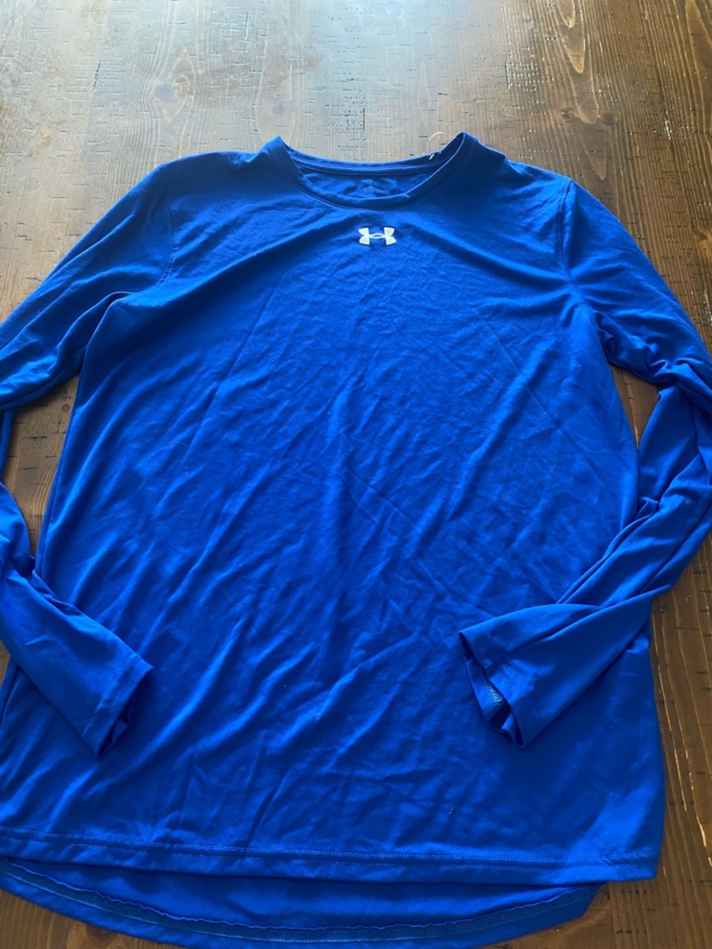 Under Armour Men's Long Sleeve Shirt - Blue with White Logo